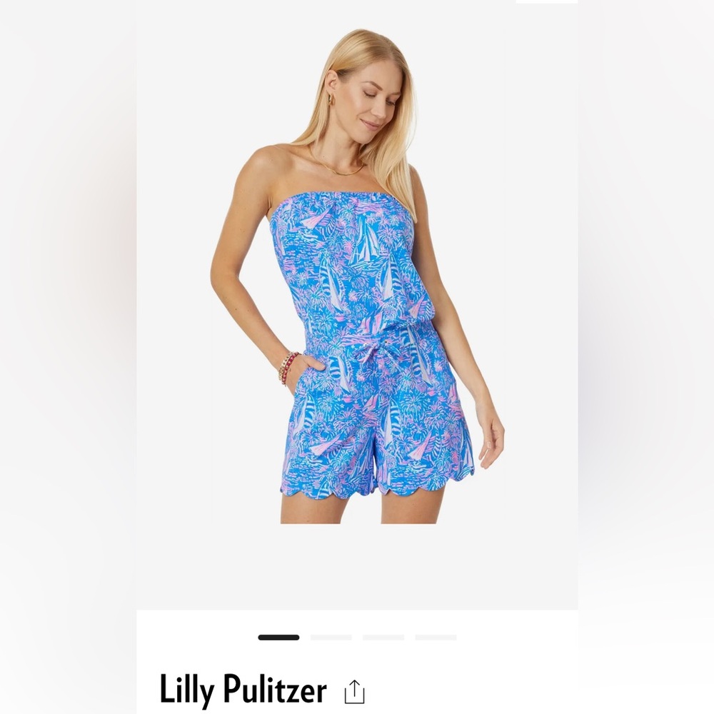 Brand New Lilly Pulitzer pink and blue fish mermaid strapless Jace Romper